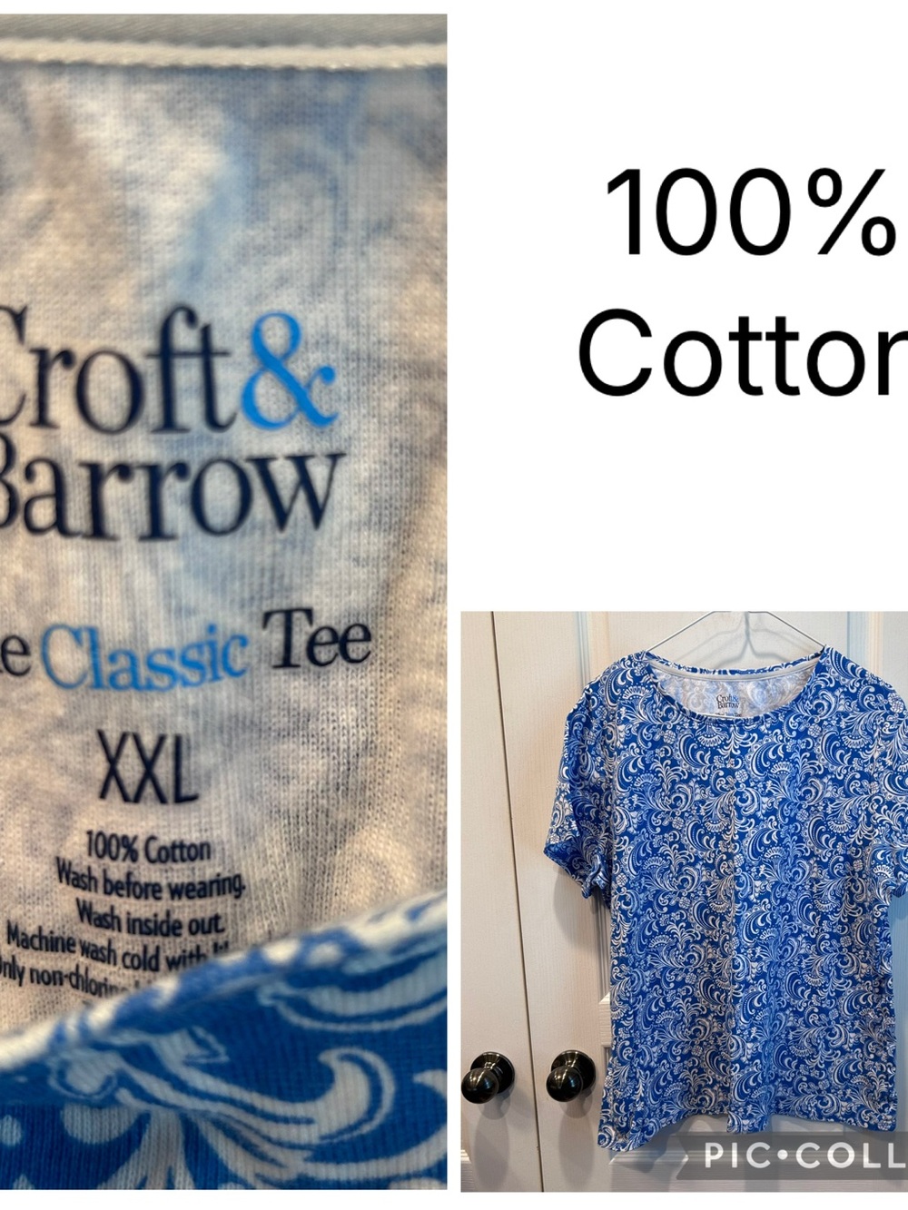 Bundle of 2 Women’s Croft & Barrow XXL Blue/White Short Sleeve 100% Cotton Tees - Picture 6 of 6
